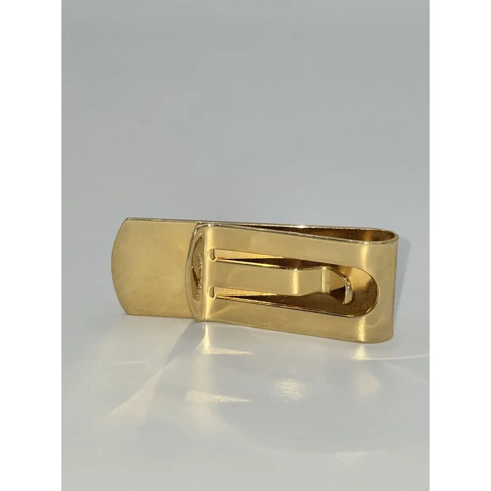 Kelly Waters Vintage Gold Plated Black & Grey Colored Money Clip Made‎ In USA